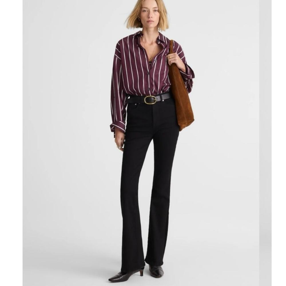 MADEWELL The Stretch Flare Jean in Black Rinse Wash Size 33